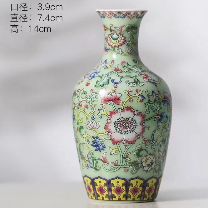 Vaso de escritorio de cerámica de porcelana pequeña boca mini hidroponía de flores retrógradas botellas de flores de porcelana