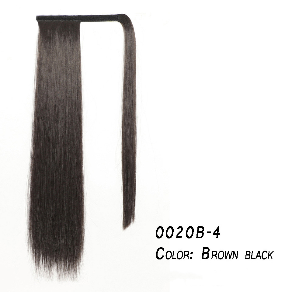 Sintetička perika ženska duga ravna kosa mat svila visoke temperature čičak moderan i prirodan nastavak za konjski rep_voghion.com