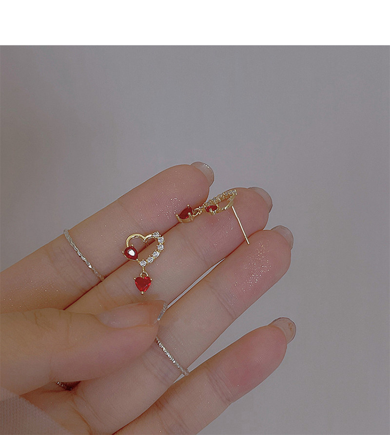 Simple Style Heart Shape Copper Inlay Zircon Drop Earrings 1 Pair