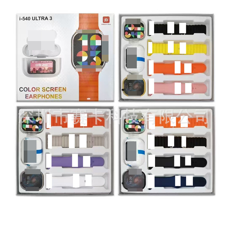 I-540Ultra3 Smart Watch Bluetooth Call + 5Th Generation Color Screen Bluetooth Headset Set with 4 Watch Straps