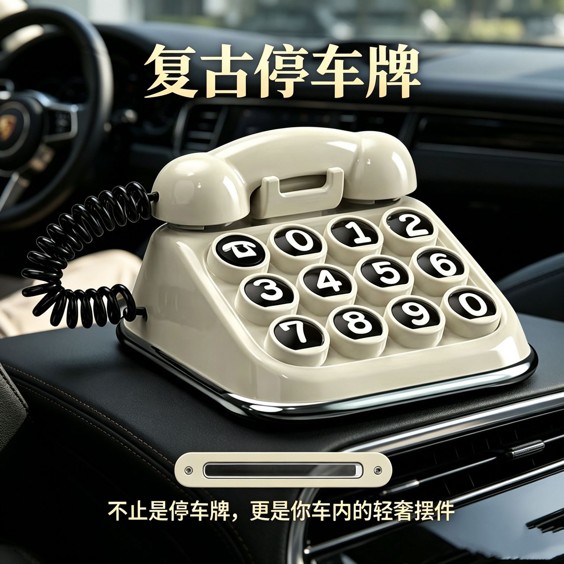 Popular retro telephone-style parking number plate, temporary parking sign for cars, trendy car interior decoration, direct from the factory
