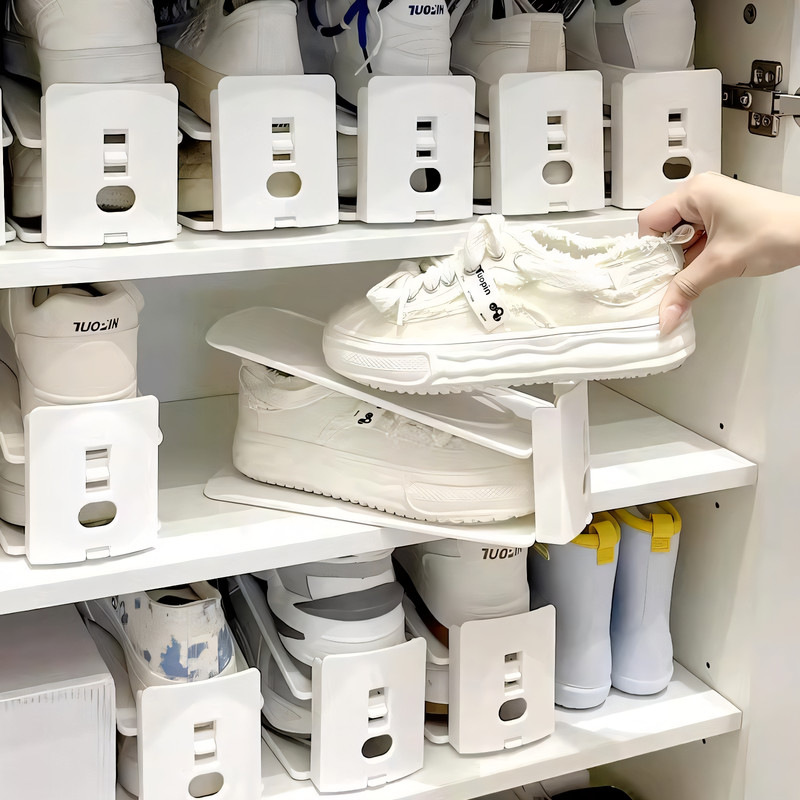 创意双层可调节鞋架鞋子收纳神器鞋柜分层隔板三档调节鞋子整理架
