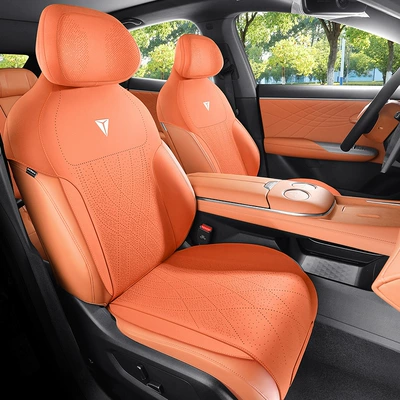 Changan dark blue S07 special car seat cushion suede seat cover semi-enclosed saddle cushion four seasons suitable seat cover (Modelə uyğun (Original) oturacaq örtükləri) - hot-wave-orange-standard-edition-five-seater-special-dark-blue-s07-all-inclusive-front-of-the-back