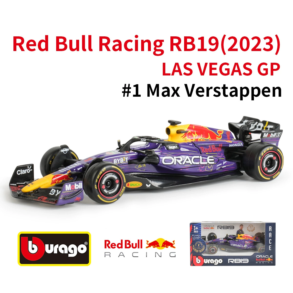 比美高 Red Bull RB19 F1 Car Model Formula Racing Model Simulation Alloy Las Vegas 2023