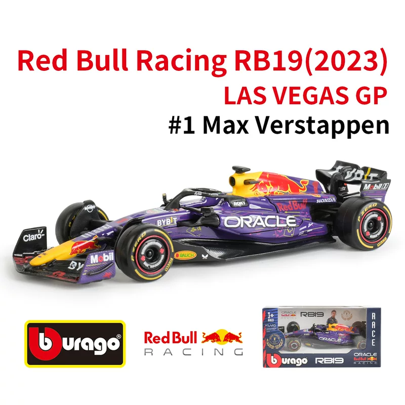 比美高 Red Bull RB19 F1 Car Model Formula Racing Model Simulation Alloy Las Vegas 2023