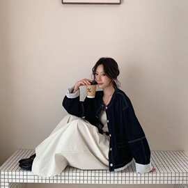 简梦小马印花内衬牛仔外套 2026秋季新款 韩版宽松大码上衣女3101