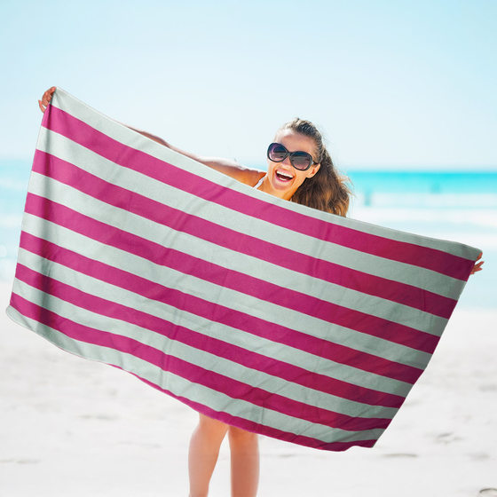 Striped Beach Towel Cross-border European and American Double-sided Velvet Printed Beach Quick-drying Bath Towel Adult Swimming Towel Sports Towel