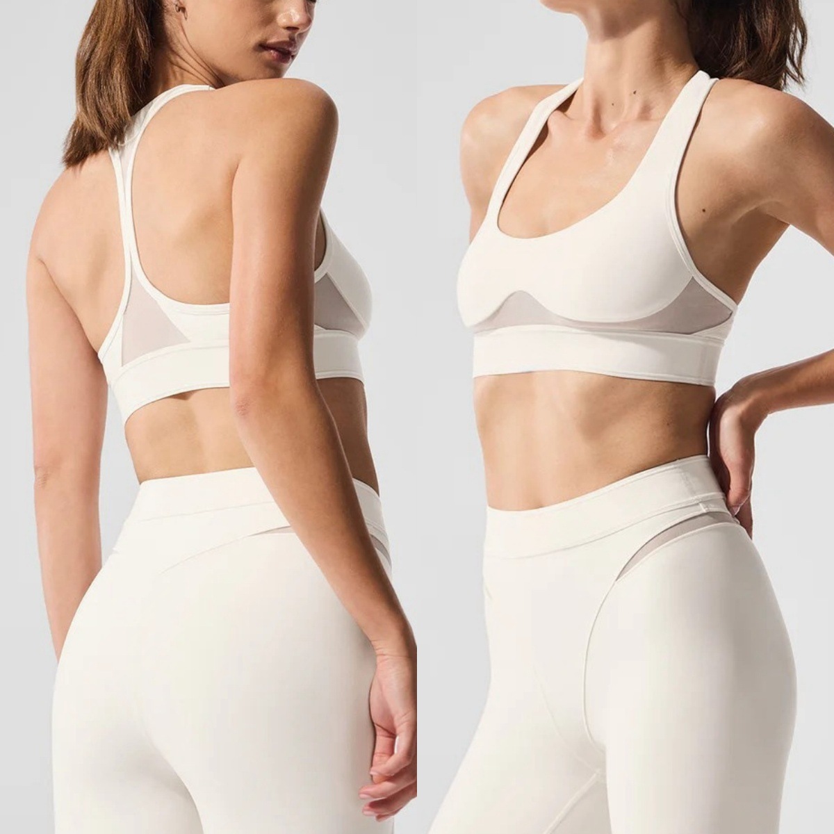 Running Shockproof Sports Beauty Back Mesh Yoga suit Tight Breathable Quick-drying Fitness Pilates Training Two-piece Set