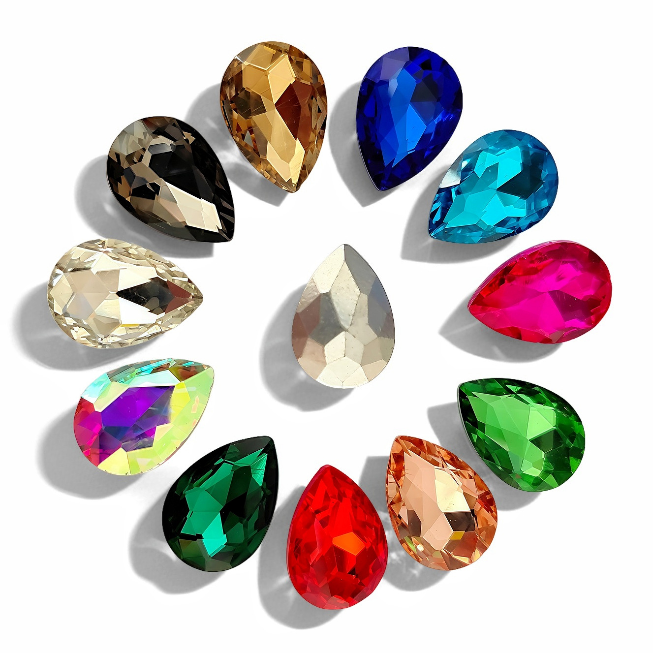 【1440颗起批】水滴形尖底异形钻真银底玻璃钻服装饰品辅料水滴钻