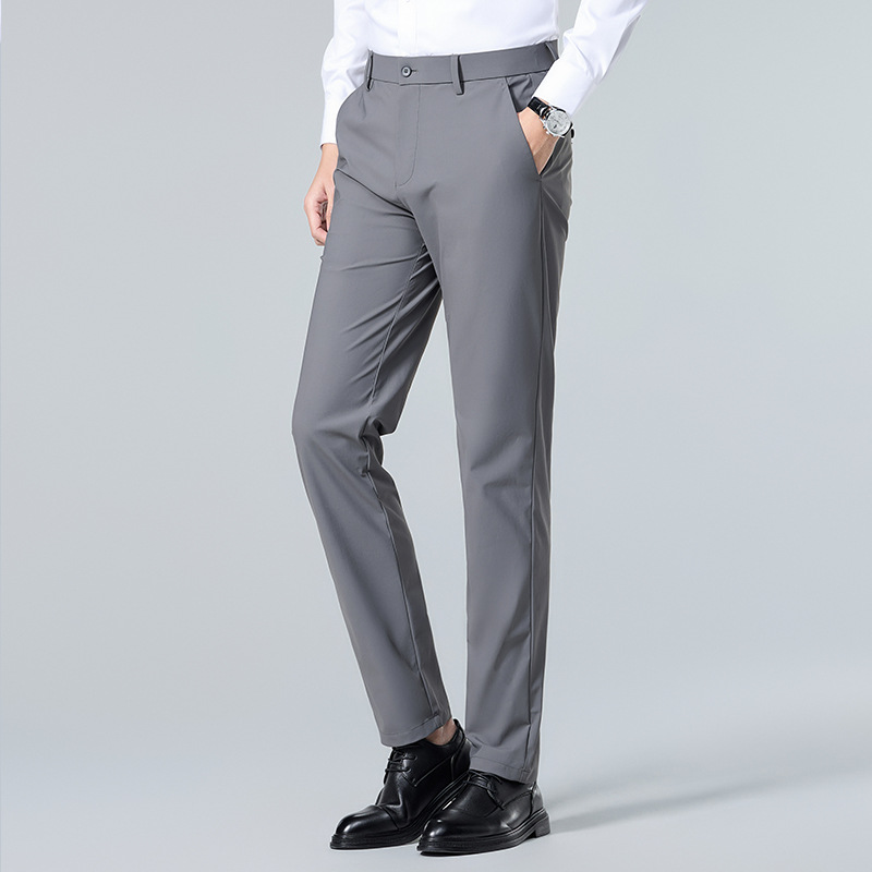 Hombres de verano de viaje pantalones casuales de hielo delgados pantalones elásticos de nueve puntos de alto nivel de negocios pantalones profesionales
