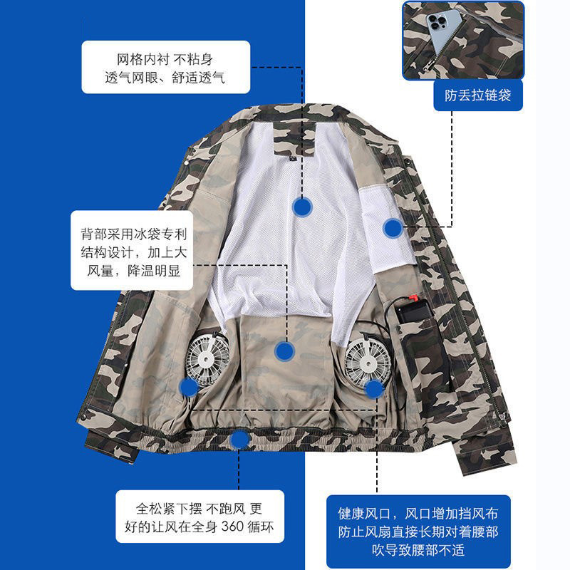 Envío gratis ropa de aire acondicionado lista TOP No. 1 sitio de trabajo ropa de camuflaje ropa de seguro laboral ropa de trabajo ropa de trabajo resistente al desgaste ropa de ventilador para hombres