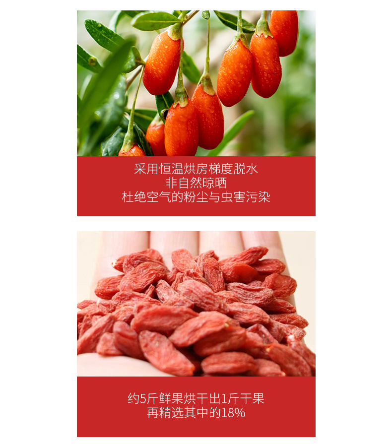 Premium Ningxia Zhongning Goji Berries Dried Wolfberry Fruit Ready to Eat 250g Box quality and texture