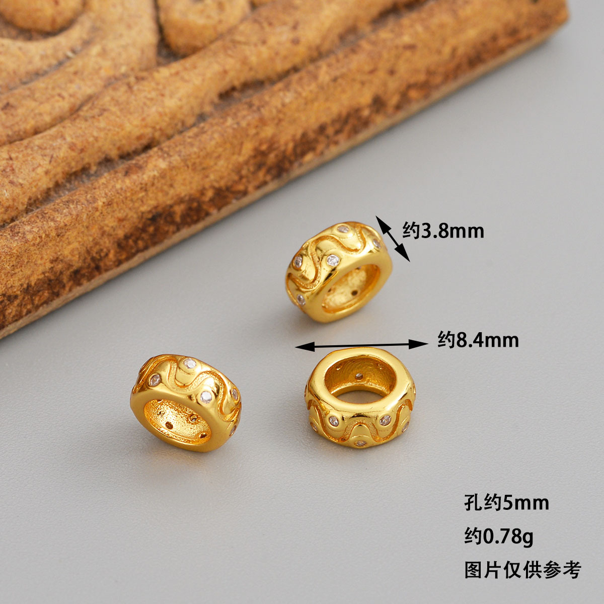 S925 Sterling Silver DIY Jewelry Accessories Gold-Plated Diamond-Studded Loose Beads Gold-Plated Color-Preserving Ancient Gold Perforated Spacer Beads Pearls