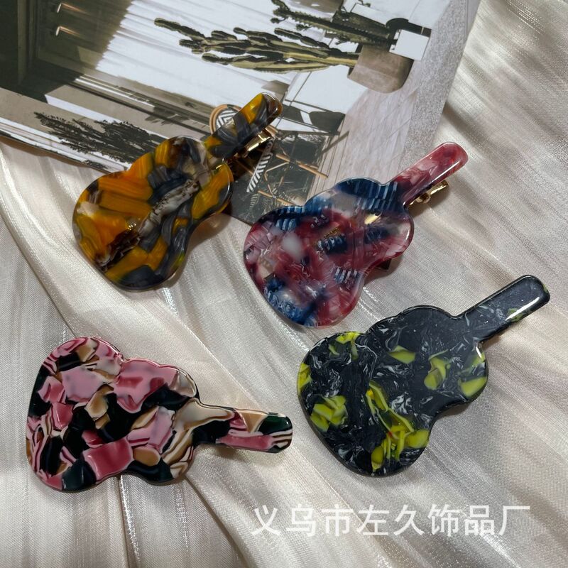 New Acetate Colorful Guitar Hair Clip Fashion Simple Versatile Women's Forehead Bangs Side Duckbill Hair Accessory New Acetate Colorful Guitar Hair Clip Fashion Simple Versatile Women's Forehead Bangs Side Duckbill Hair Accessory