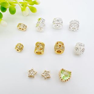 Copper micro -inlaid vermiculite large -hole pendant pendant DIY clavicle chain bracelet necklace to transport pearl color pendant