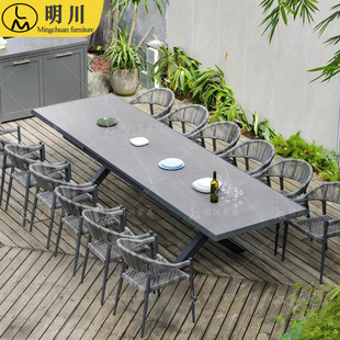 Nordic Outdoor Stretch Table and Chairs Cafe Outdoor Rattan Chair Leisure Villa Sun Room Courtyard Garden Rattan Table