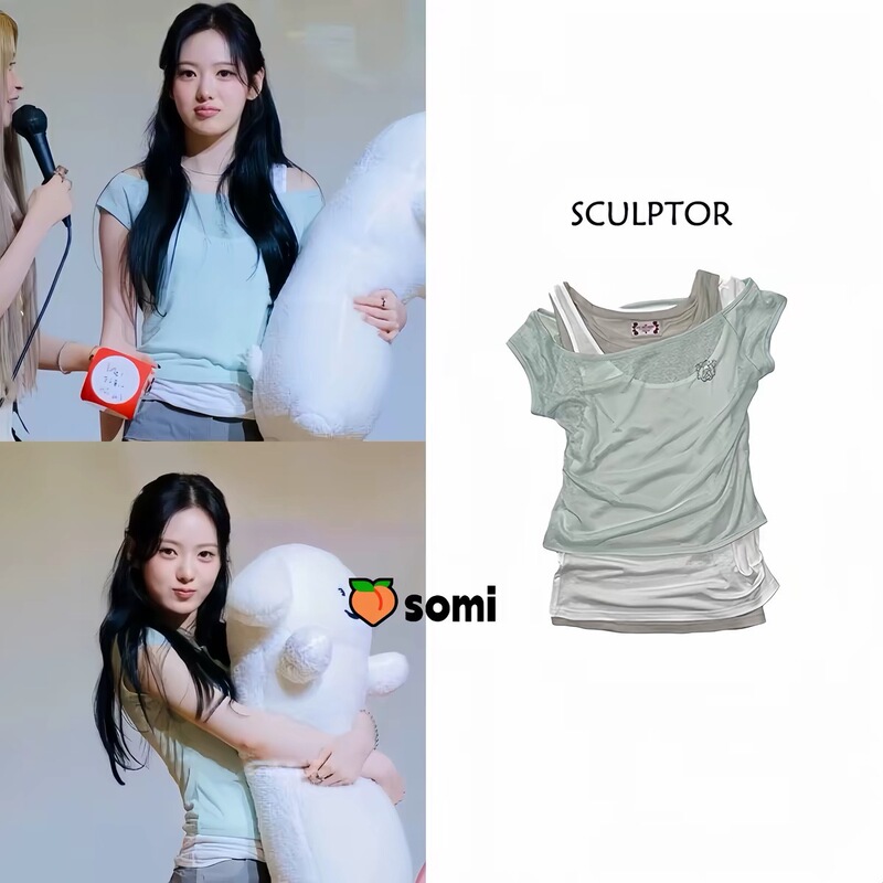 Sui Lee Soo-Bin's Same Style Sculptor Korean Designer Hot Girl Style Fake Three-Layer Short-Sleeve T-Shirt Vest