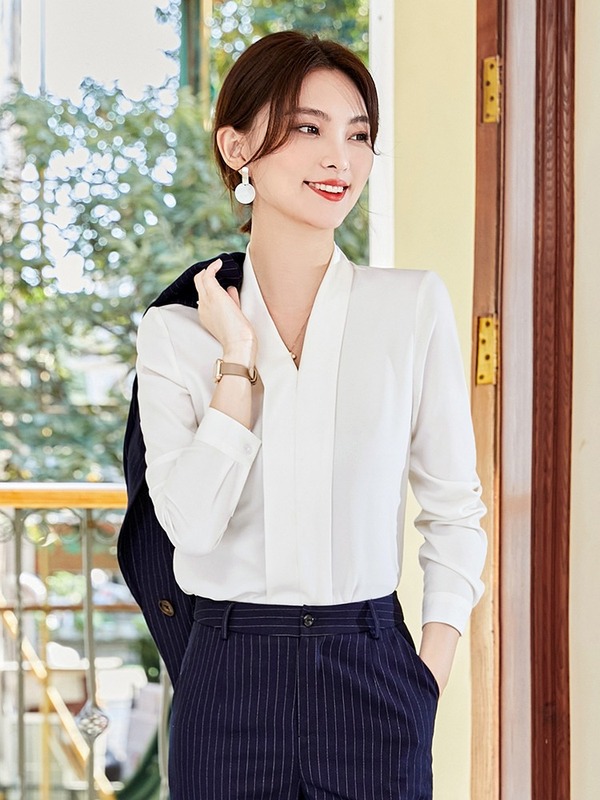 女性用プロフェッショナルシャツ、ファッショナブルでデザイン性の高いニッチなスーツ、長袖OLフォーマルシャツ、作業服トップス|undefined