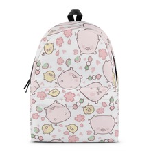可爱卡通粉色小猪印花来图印制学生书包全印花儿童背包可一件代发