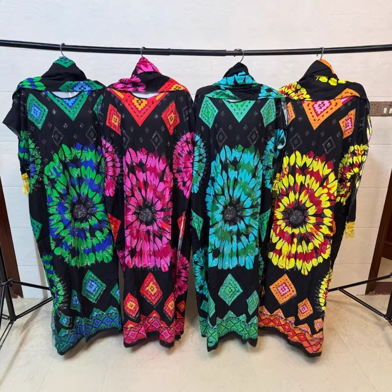 Ah8865 # New Style Rayon Double-Sided Printed Tassel Headscarf One-Piece Collar Plus Size Women's Robe Wholesale Ah8865 # New Style Rayon Double-Sided Printed Tassel Headscarf One-Piece Collar Plus Size Women's Robe Wholesale
