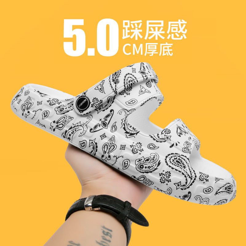 Par zapatillas verano nueva historieta cintura flor sandalias moda casual chanclas al aire libre antideslizante zapatos de playa ligeros