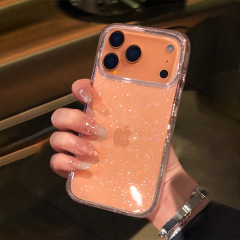 透明细闪粉适用iphone17promax手机壳苹果16pro奢华高级感15PM气