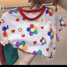 2023年女童夏季新款太阳花短袖T恤女宝宝韩版小花T恤儿童上衣0029