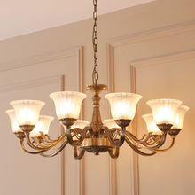 复古全铜美式客厅吊灯别墅复式楼餐厅卧室书房法式简欧式灯具