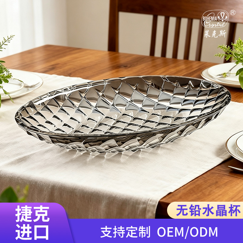 Caja de regalo con plato de frutas de cristal estilo bohemio, regalo de boda para el Año Nuevo Chino, decoración de lujo para sala de estar, estilo checo.