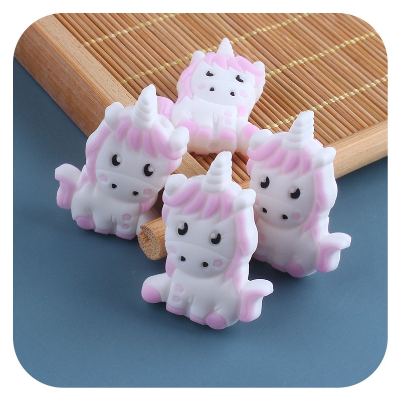 Nuevo bebé suministros unicornio de dibujos animados cuentas silicona creativo DIY chupete cadena pulsera juguete mordedor Accesorios