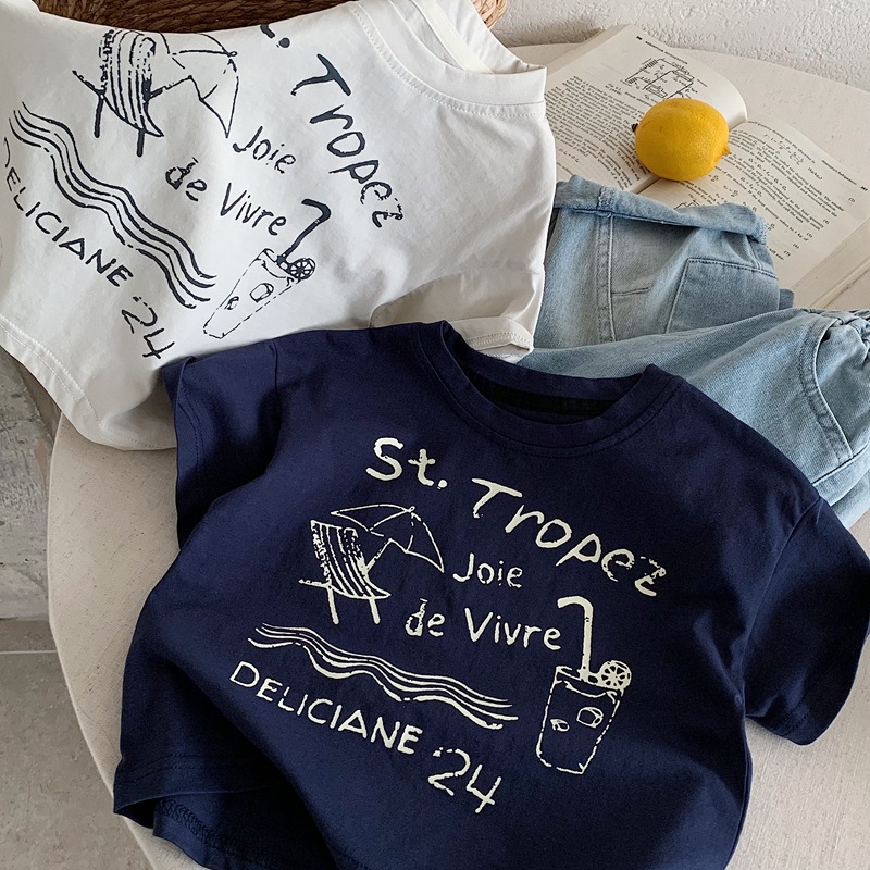 Maglietta a maniche corte per neonati e bambini, in cotone, per bambini, a mezza manica, nuova collezione estiva 2026, top per ragazzi, alla moda._voghion.com