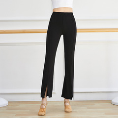 Dance practice pants with slits, straight legs and slightly flared body training clothes, women's pants, Latin classical dance trumpet dance costumes
