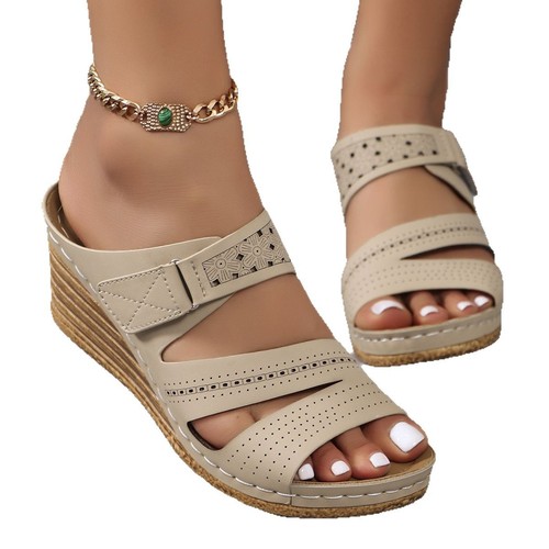 Women's Oversized Fashionable Platform Sandals with Toe Post, European and American Style, Leisure and Comfort, Solid Color Thick-Heeled Fish Mouth Shoes