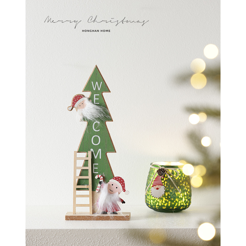 Bienvenido al alfabeto de madera creativa decoración navideña árbol de navidad decoraciones de mesa decoraciones navideñas Feliz Navidad