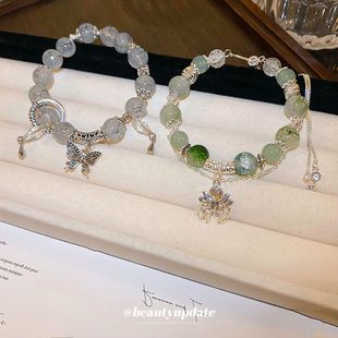 New Chinese Butterfly Glaze Beaded Crystal Bracelet Niche Fashion Chinese Style Bracelet Simple All-match Bracelet