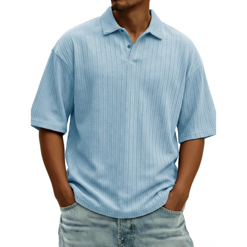 2026 Summer European and American Cross-Border Men's Sweater Fabric 3D Printed Polo Shirt Loose Lapel Short-Sleeved Casual Top 2026 Summer European and American Cross-Border Men's Sweater Fabric 3D Printed Polo Shirt Loose Lapel Short-Sleeved Casual Top