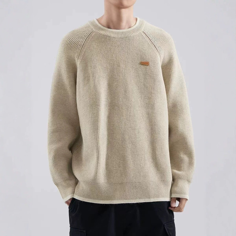 American retro round-neck pullover sweater for men, winter men's loose-fitting trendy inner knitwear, casual knitted sweater American retro round-neck pullover sweater for men, winter men's loose-fitting trendy inner knitwear, casual knitted sweater