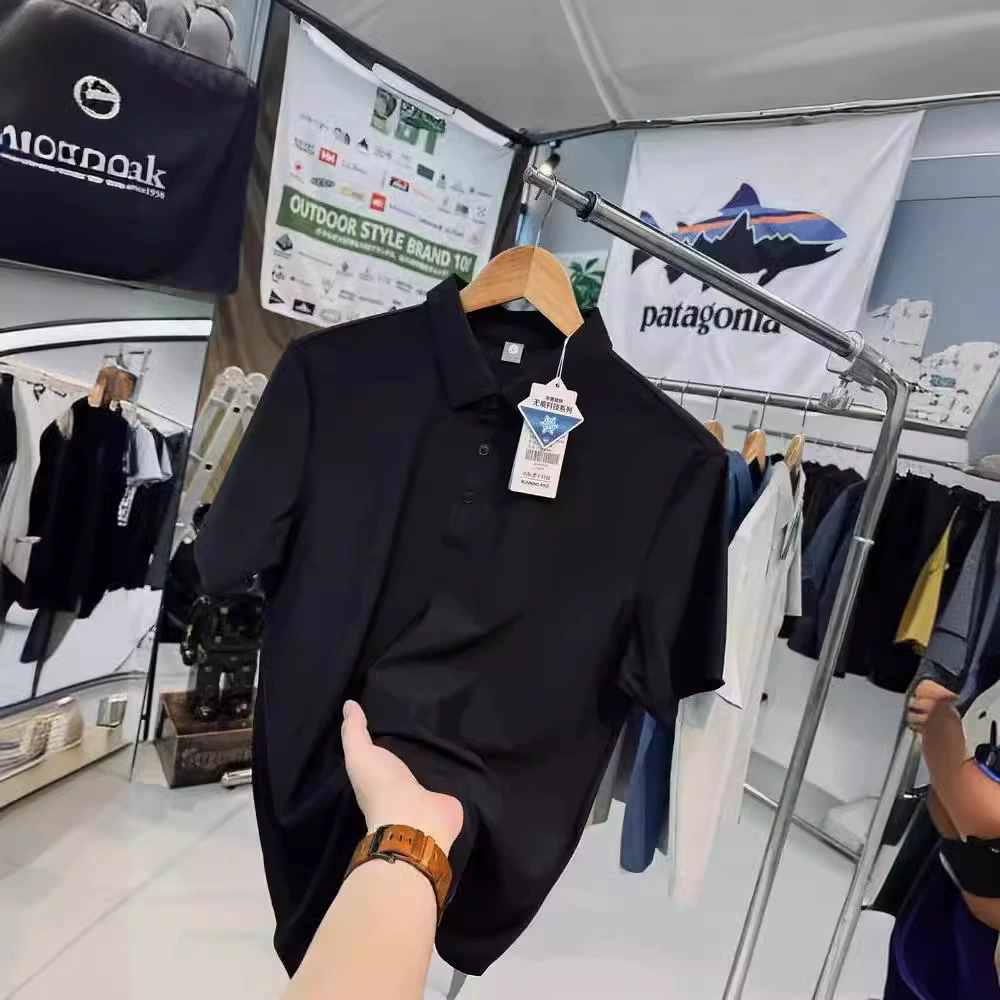Ткань «ледяная кожа»! Летняя мужская футболка-поло с коротким рукавом, воротником, быстросохнущая, дышащая, рабочая одежда для мужчин, дышащая, быстросохнущая.