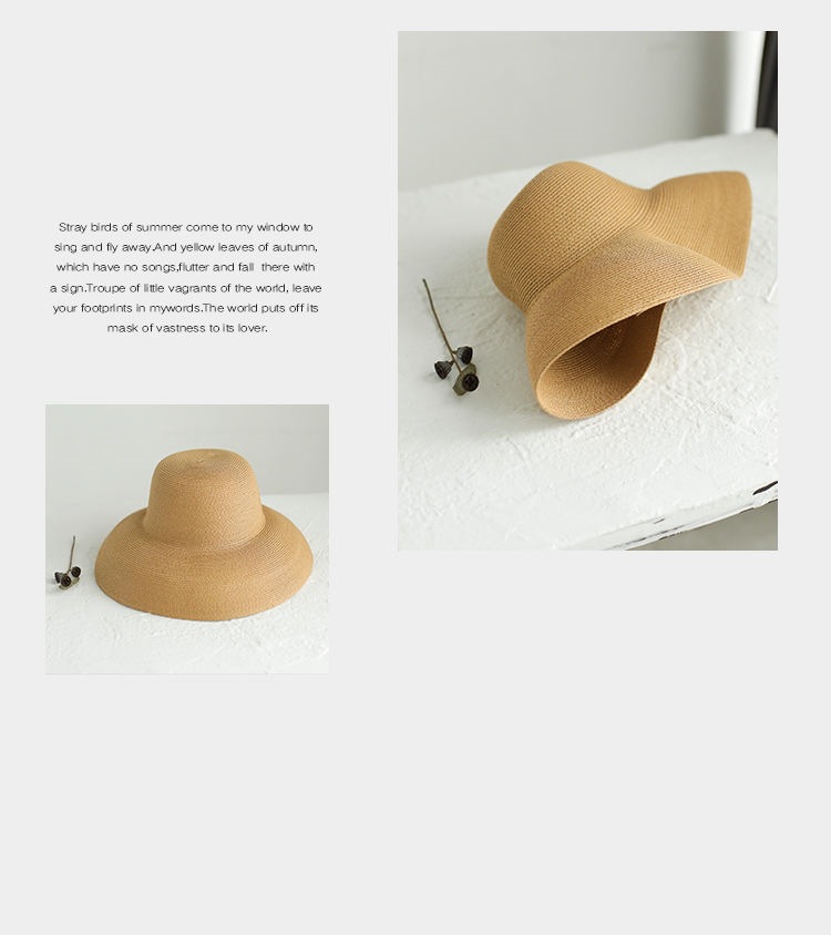 Straw Material Solid Color Pattern Summer Season Women's Vacation Simple Style Solid Color Flat Eaves Sun Hat