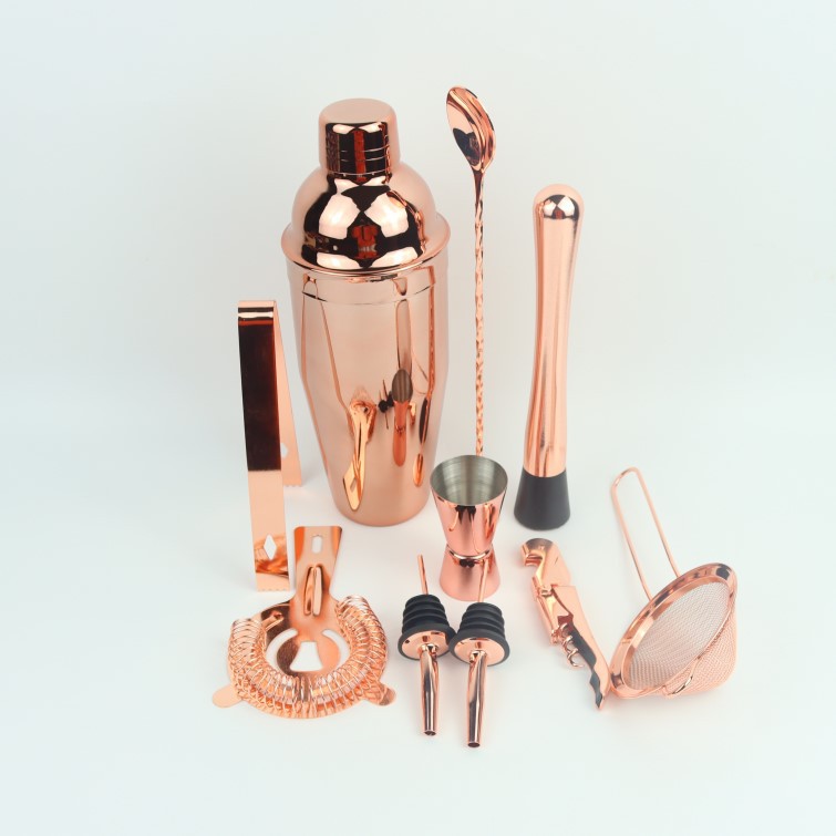Traje de barra de acero inoxidable de la coctelera 750ml coctelera cóctel taza galvanizada oro rosa