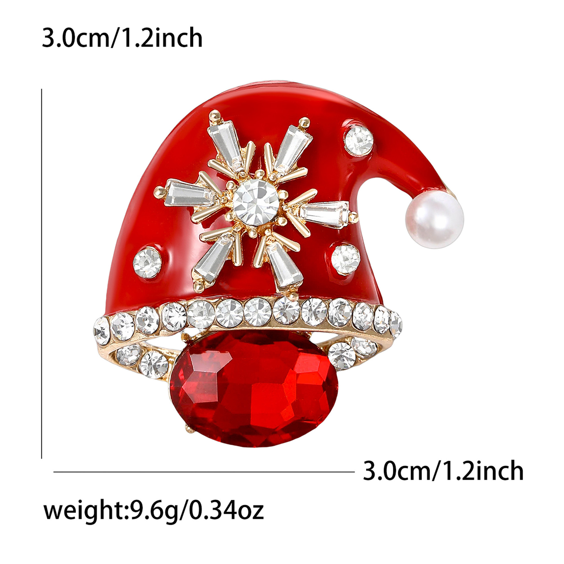 New European and American Creative Alloy Diamond-Encrusted Enamel Christmas Hat Brooch Simple and Versatile Men's and Women's Clothing Corsage Jewelry Pin