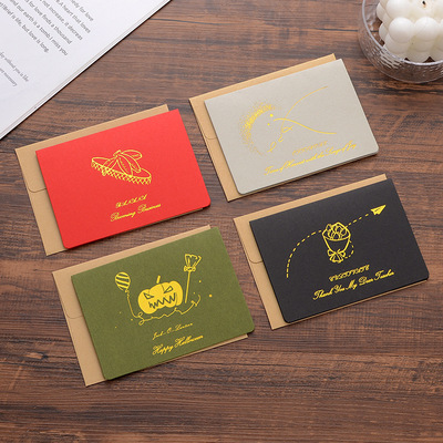 簡以時光賀卡心願卡感謝留言生日祝福高檔創意燙金ins聖誕節卡片