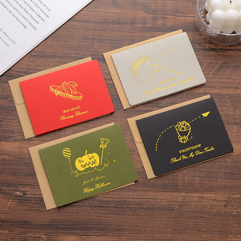 簡以時光賀卡心願卡感謝留言生日祝福高檔創意燙金ins聖誕節卡片