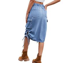 F 45019 Tie Waist Denim Skirt ţ��ϵ������ȹ �羳�W��