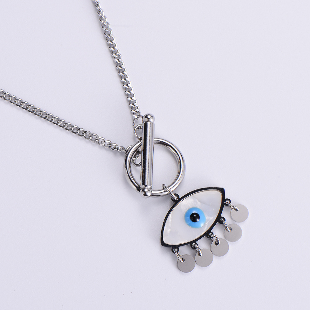 Stainless Steel Jewelry Wholesale New Ladies Clavicle Chain Evil Eye Necklace display picture 2