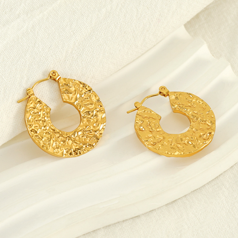 Vacuum Plating Gold Plating Process 304 Stainless Steel Ear Needle Material 1 Pair Basic Modern Style Classic Style Geometric Heart Shape Plating 304 Stainless Steel 18K Gold Plated Hoop Earrings