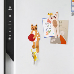 Japanese-style Sports & Fitness Cat Fridge Magnet: Cartoon Kitten Strong-Magnetic Hook, Seamless Magnetic Sticker for Refrigerators