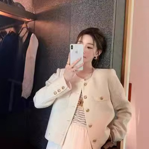 chanel style coat, women's spring and autumn new style, high-end, crispy street loose, all-matching temperament, socialite short long-sleeved top