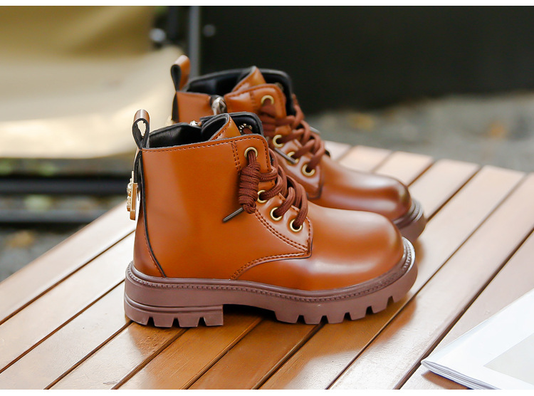 2023 Autumn Maillard Children's Leather Martin Boots for Boys and Girls Single Boot Fashion British Handsome Non slip_voghion.com