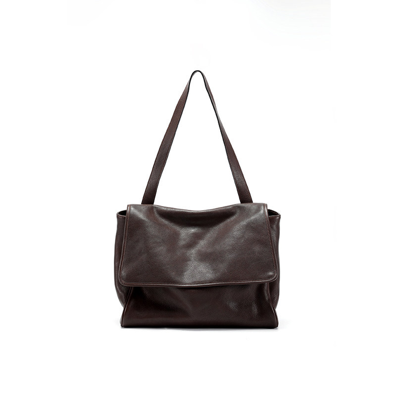 Original Flap Messenger Bag For Women - Vintage Versatile Commuter Large Capacity Top Grain Vegetable Tanned Cowhide Crossbody Casual Bag - Thumbnail 7